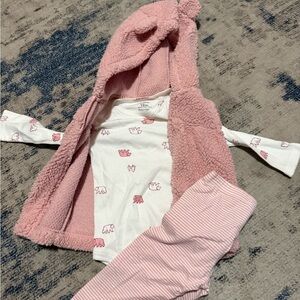 Pink Baby Outfit with Hooded Vest